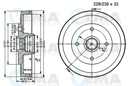 спирачен барабан VEMA 801255