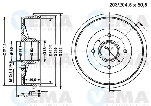 спирачен барабан VEMA 801312