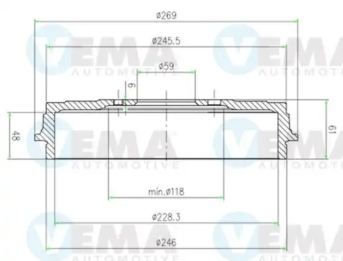 спирачен барабан VEMA 801501