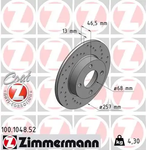 спирачен диск ZIMMERMANN 100.1048.52