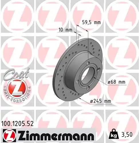 спирачен диск ZIMMERMANN 100.1205.52