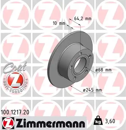 спирачен диск ZIMMERMANN 100.1217.20