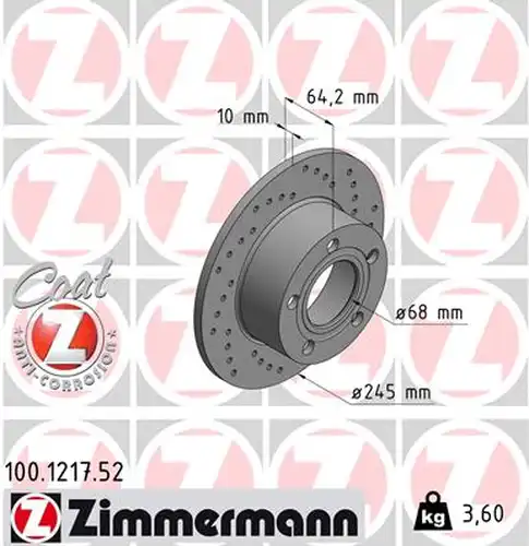 спирачен диск ZIMMERMANN 100.1217.52