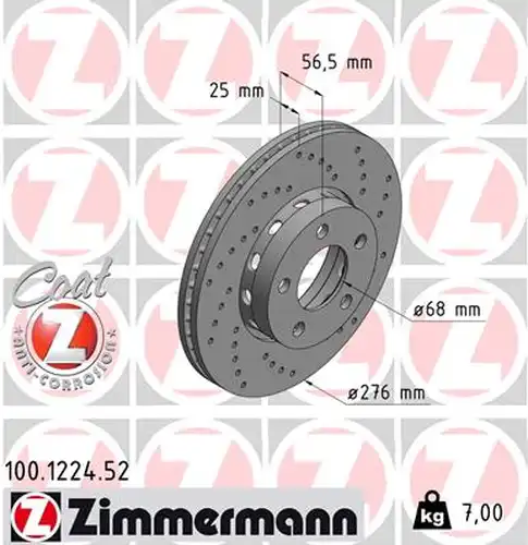 спирачен диск ZIMMERMANN 100.1224.52