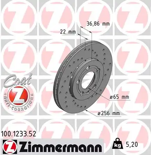 спирачен диск ZIMMERMANN 100.1233.52