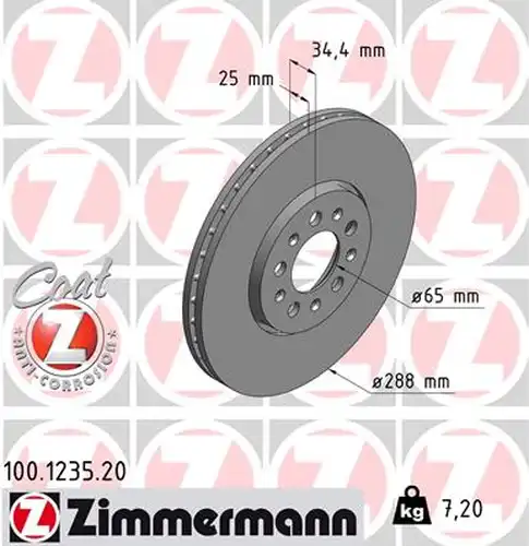 спирачен диск ZIMMERMANN 100.1235.20