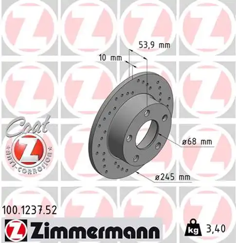 спирачен диск ZIMMERMANN 100.1237.52