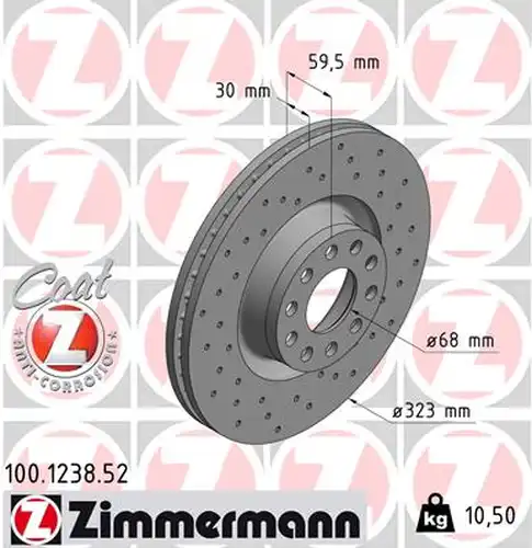 спирачен диск ZIMMERMANN 100.1238.52