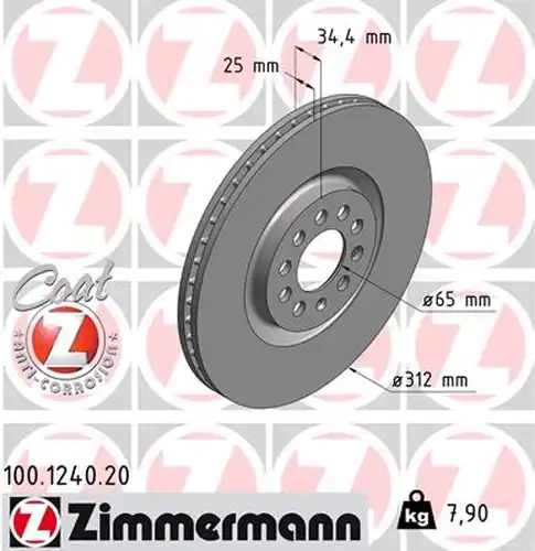 спирачен диск ZIMMERMANN 100.1240.20