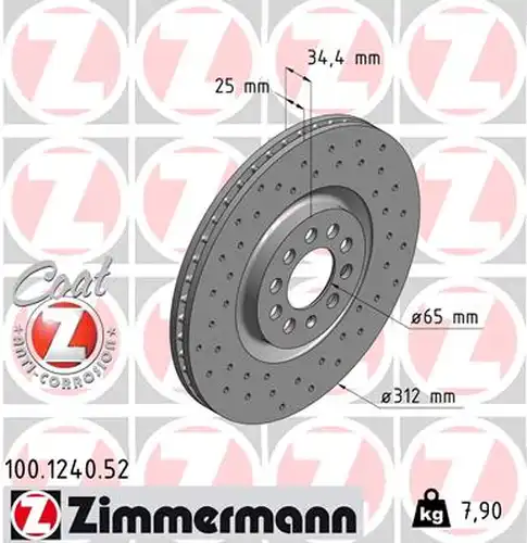 спирачен диск ZIMMERMANN 100.1240.52