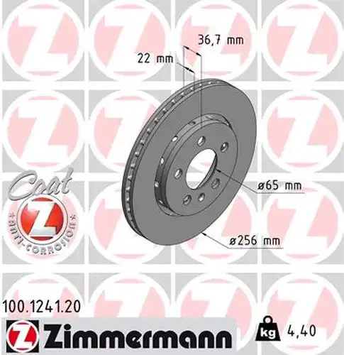 спирачен диск ZIMMERMANN 100.1241.20