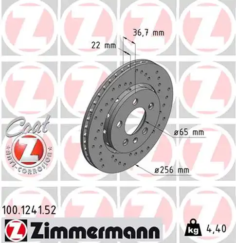 спирачен диск ZIMMERMANN 100.1241.52