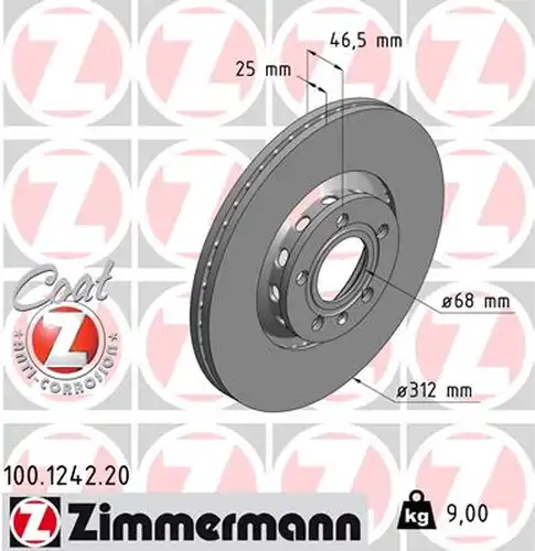 спирачен диск ZIMMERMANN 100.1242.20