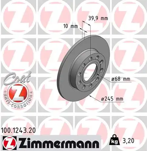 спирачен диск ZIMMERMANN 100.1243.20