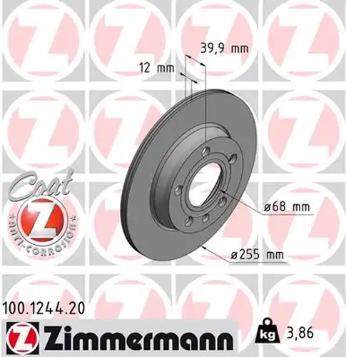 спирачен диск ZIMMERMANN 100.1244.20