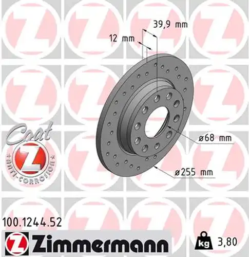 спирачен диск ZIMMERMANN 100.1244.52