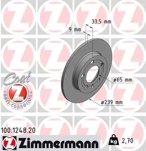 спирачен диск ZIMMERMANN 100.1248.20