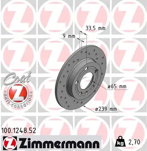 спирачен диск ZIMMERMANN 100.1248.52