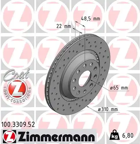 спирачен диск ZIMMERMANN 100.3309.52