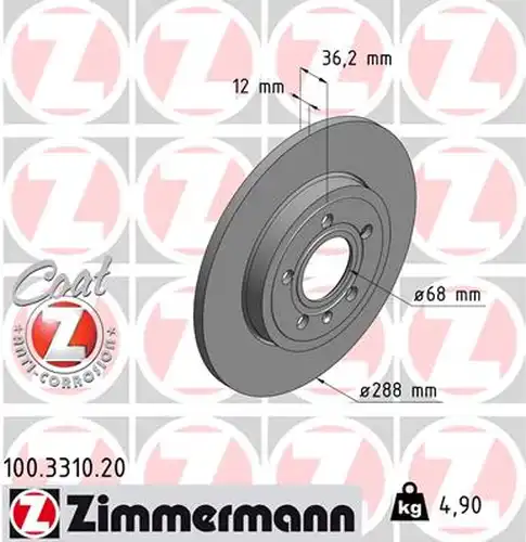 спирачен диск ZIMMERMANN 100.3310.20