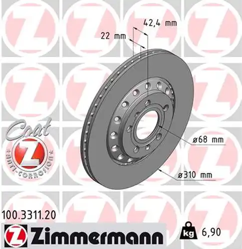 спирачен диск ZIMMERMANN 100.3311.20