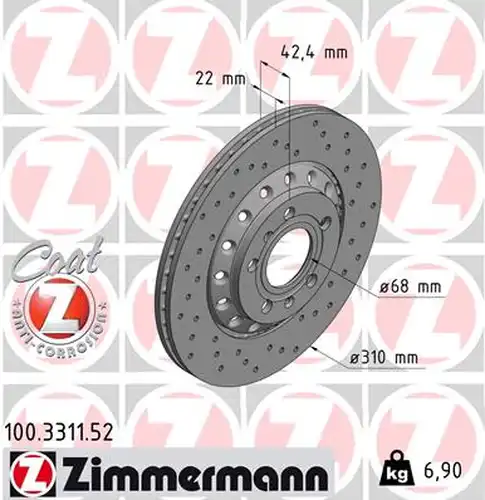 спирачен диск ZIMMERMANN 100.3311.52