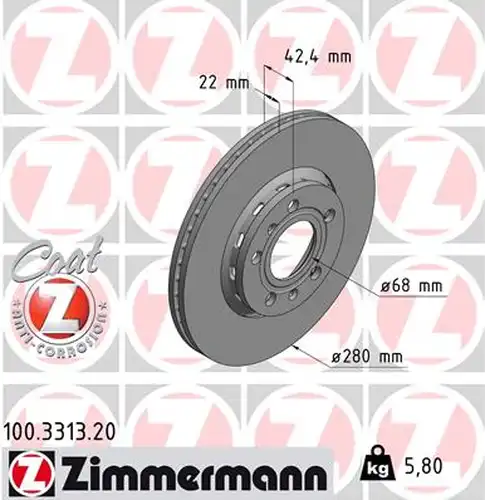 спирачен диск ZIMMERMANN 100.3313.20