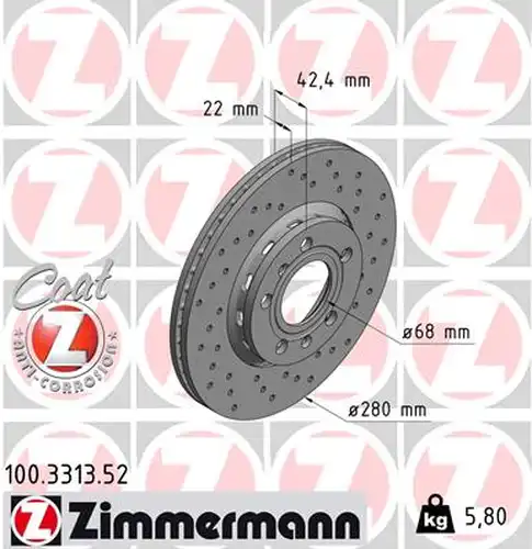 спирачен диск ZIMMERMANN 100.3313.52