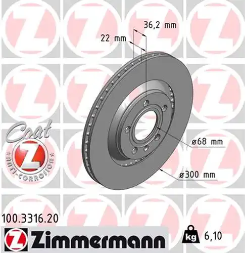 спирачен диск ZIMMERMANN 100.3316.20