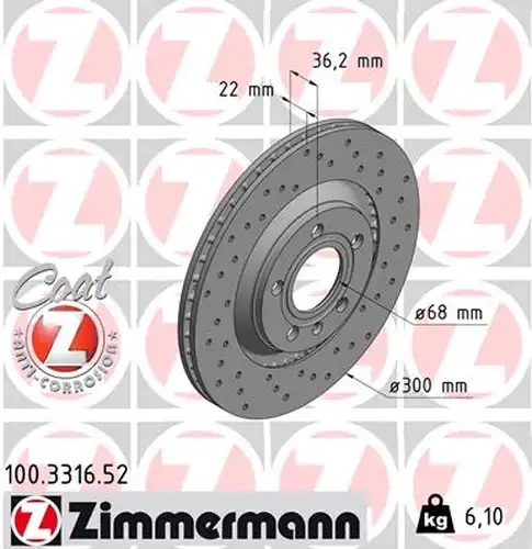 спирачен диск ZIMMERMANN 100.3316.52