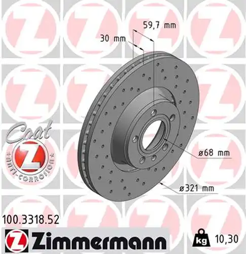 спирачен диск ZIMMERMANN 100.3318.52