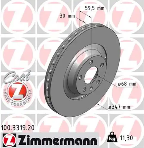 спирачен диск ZIMMERMANN 100.3319.20