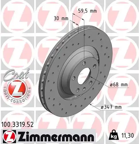 спирачен диск ZIMMERMANN 100.3319.52