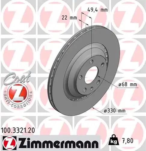 спирачен диск ZIMMERMANN 100.3321.20