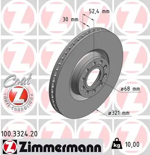 спирачен диск ZIMMERMANN 100.3324.20