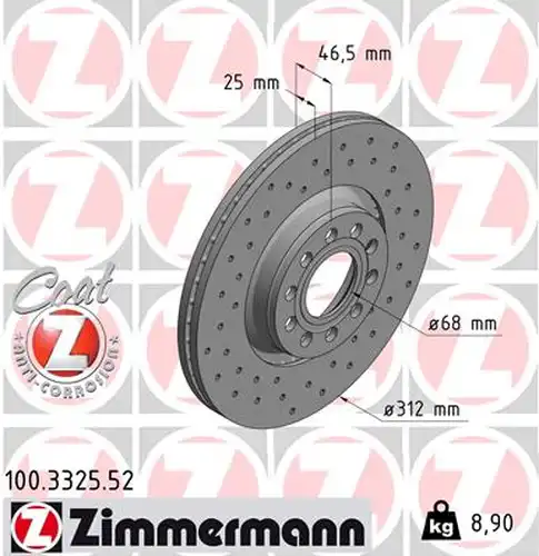 спирачен диск ZIMMERMANN 100.3325.52