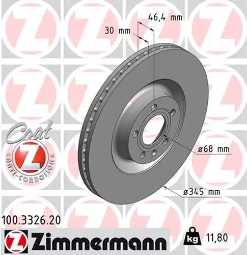 спирачен диск ZIMMERMANN 100.3326.20