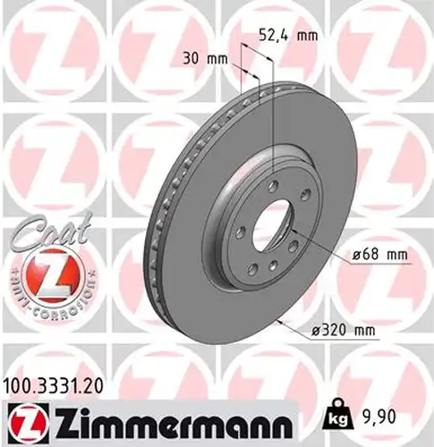 спирачен диск ZIMMERMANN 100.3331.20