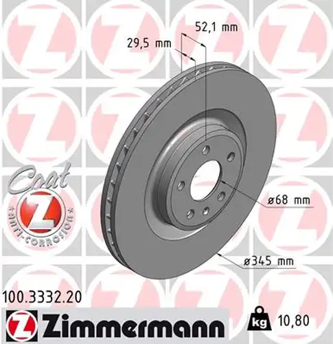 спирачен диск ZIMMERMANN 100.3332.20