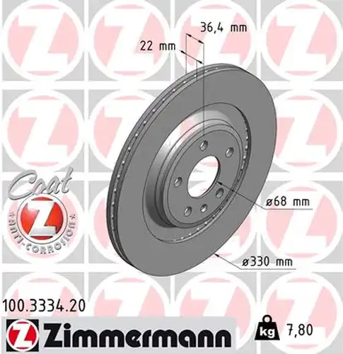 спирачен диск ZIMMERMANN 100.3334.20