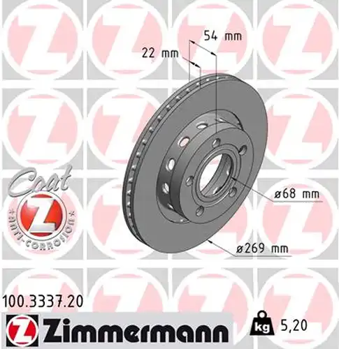 спирачен диск ZIMMERMANN 100.3337.20