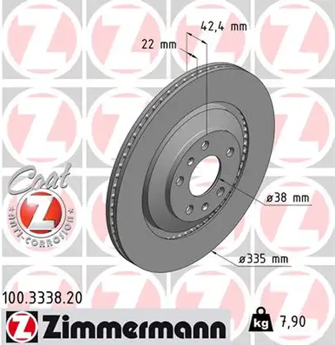 спирачен диск ZIMMERMANN 100.3338.20