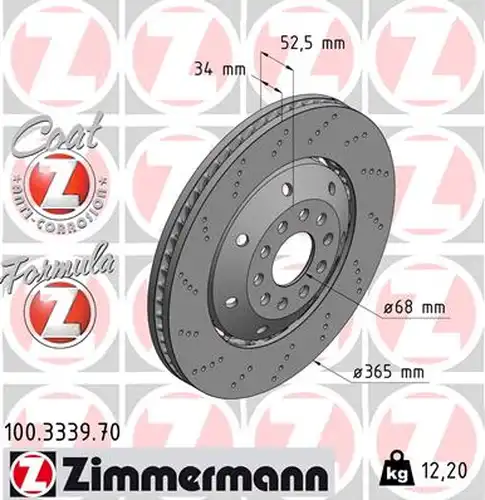 спирачен диск ZIMMERMANN 100.3339.70