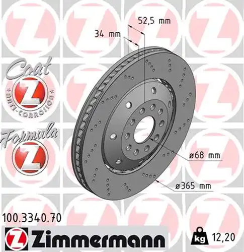 спирачен диск ZIMMERMANN 100.3340.70