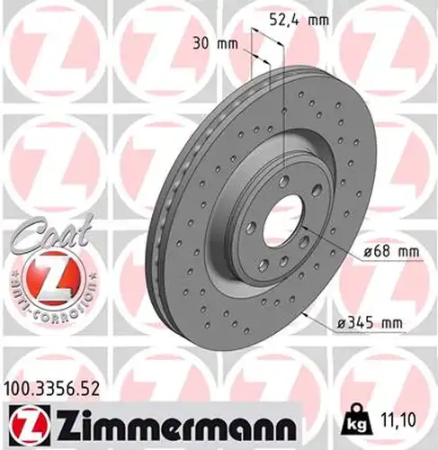 спирачен диск ZIMMERMANN 100.3356.52