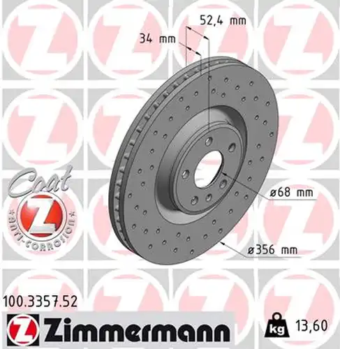 спирачен диск ZIMMERMANN 100.3357.52