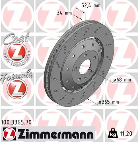 спирачен диск ZIMMERMANN 100.3365.70