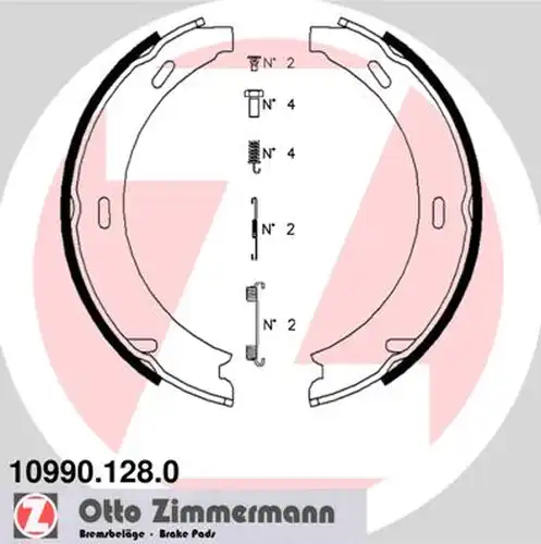 комплект спирачна челюст, ръчна спирачка ZIMMERMANN 10990.128.0