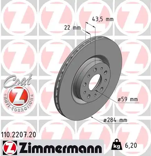 спирачен диск ZIMMERMANN 110.2207.20