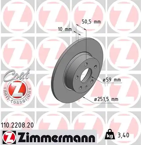 спирачен диск ZIMMERMANN 110.2208.20